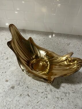 Brass free form splash bowl mid century modern dish centerpiece made in India
